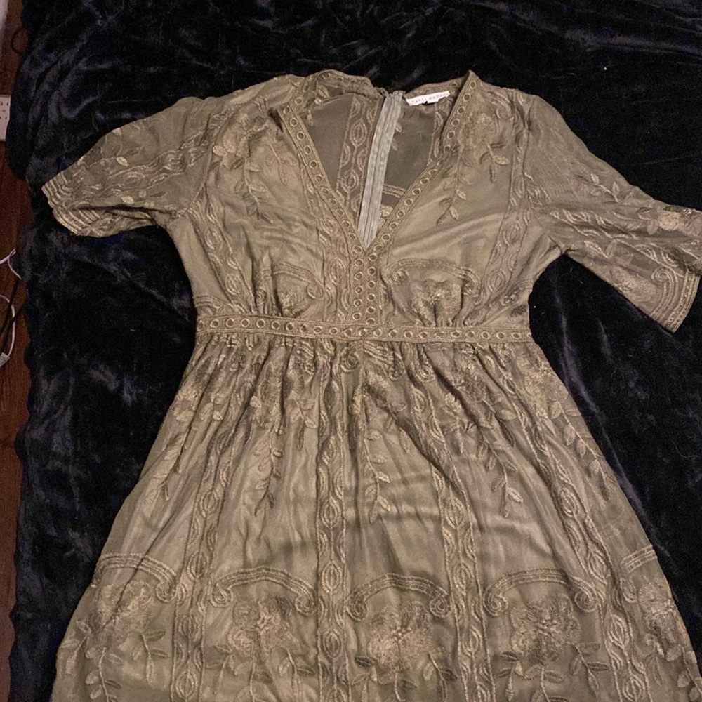 olive green lace dress